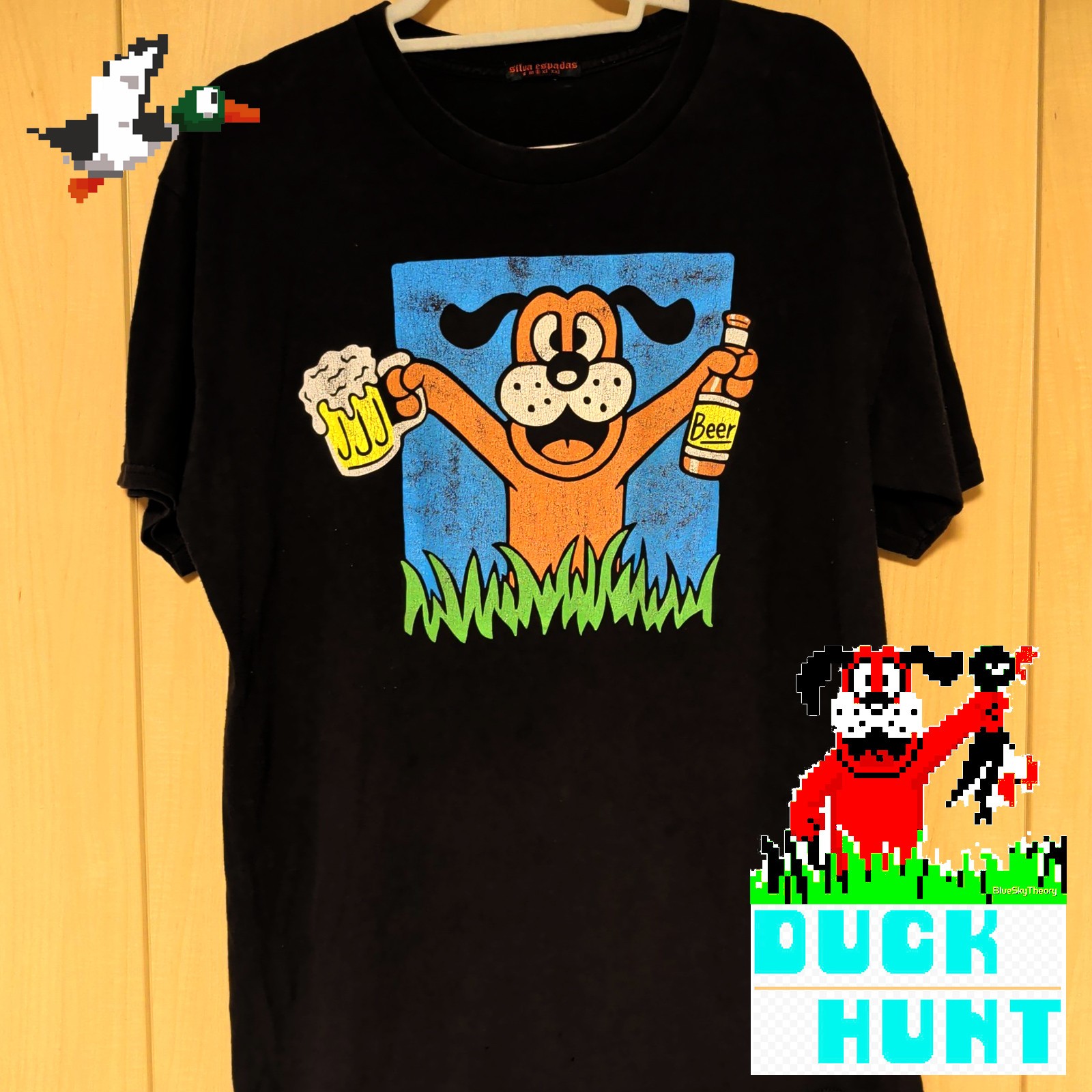 Gilla Espadas x Nintendo Duck Hunt T-Shirt Black Size L NES Super Smash Bros