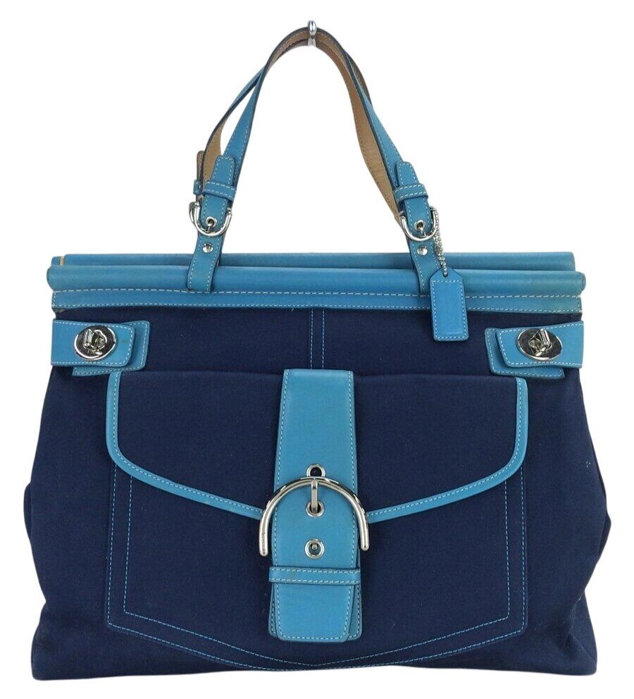 COACH RARE 2004 Limited Edition Soho Dowel Top Leather Satchel Light Blue & blue