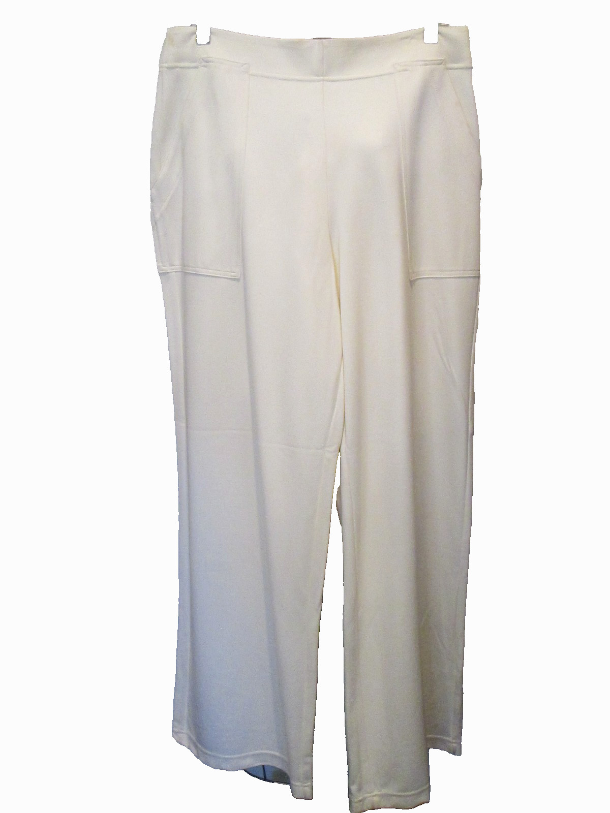 MAX STUDIO LONDON CREME WIDE STRAIGHT LEG TROUSER NWTS SZ L  ORIG $128 CAREERCAS