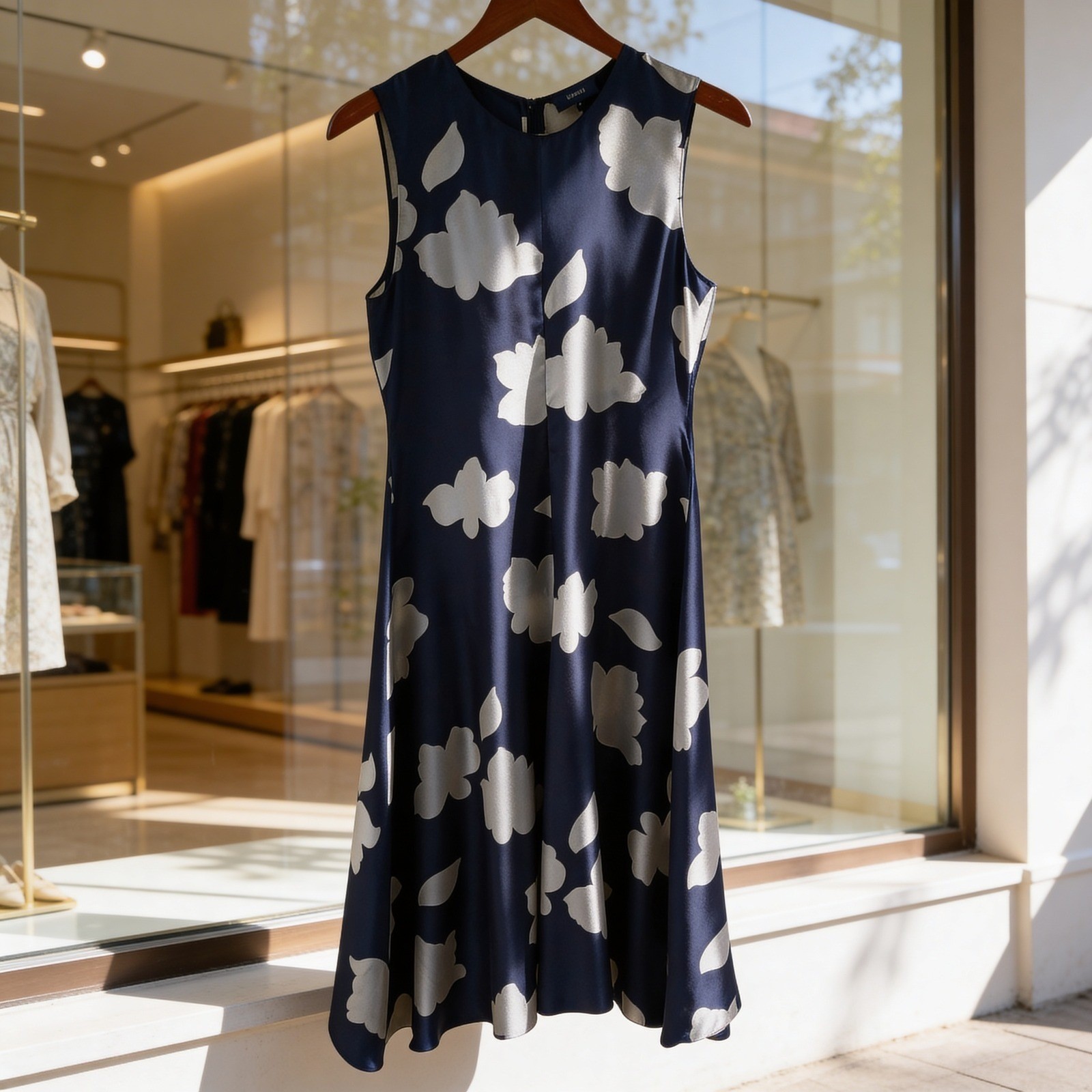 Theory Nophella NS Petal Silk Large Floral Midi Dress Black Cream Size 4