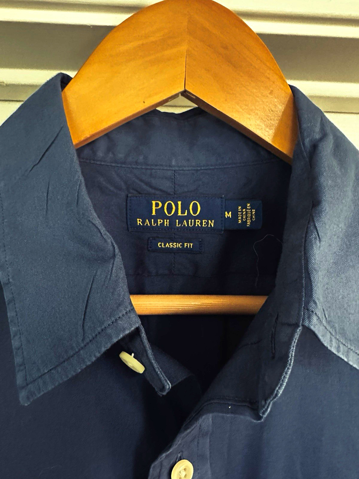 Polo Ralph Lauren Classic Fit Blue Solid Long Sleeve Cotton Button-Up Shirt M