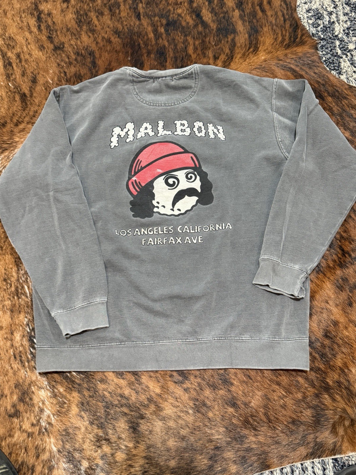 RARE Malbon Golf Cheech Buckets Crewneck Sweatshirt Fairfax LA Distressed Sz L
