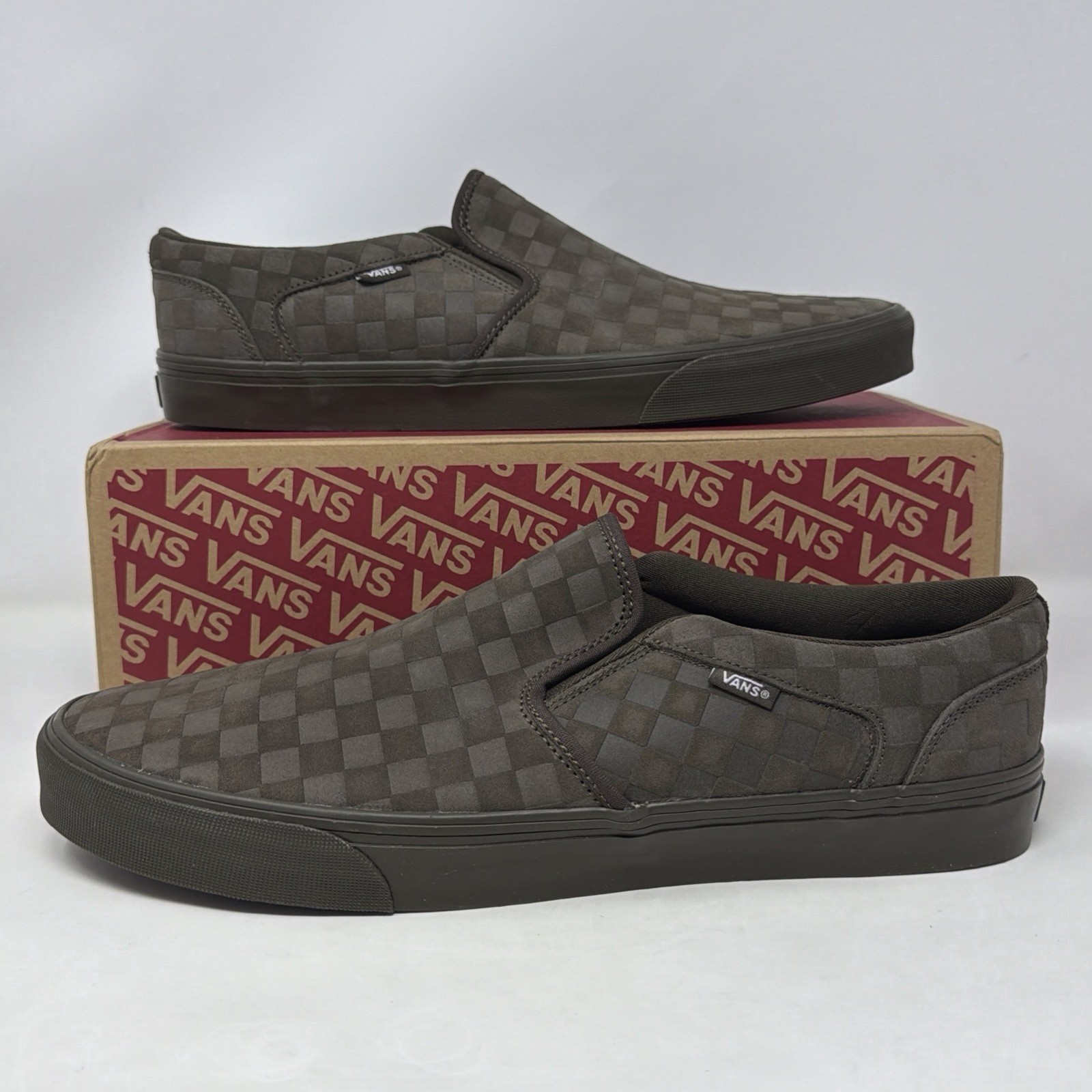 Vans Classic Slip-On Checkerboard Suede Brown Men’s Size 15 Shoes