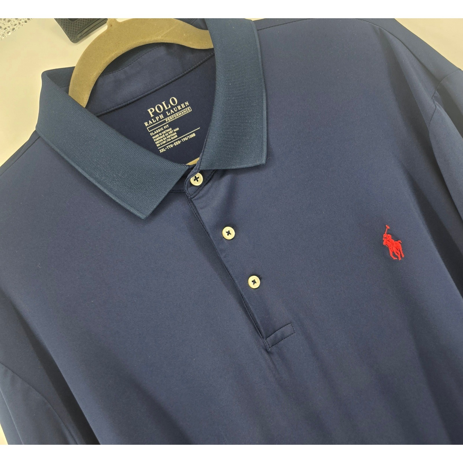 Polo Ralph Lauren Performance Polo Shirt Mens XXL Navy Blue Classic Fit Stretch