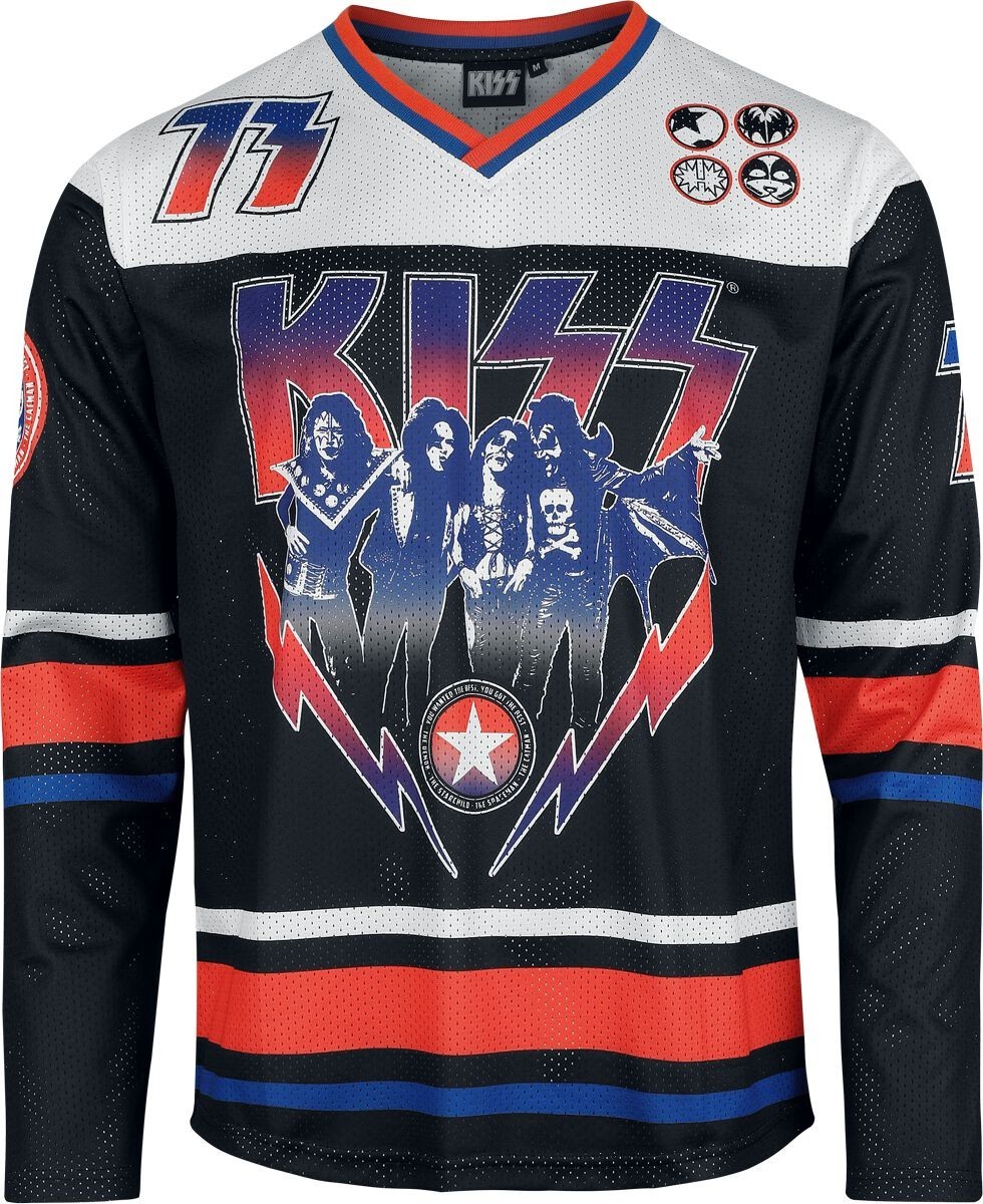 KISS Hockey Jersey Mesh V‑Neck Long Sleeve Official Licensed Band Merch New