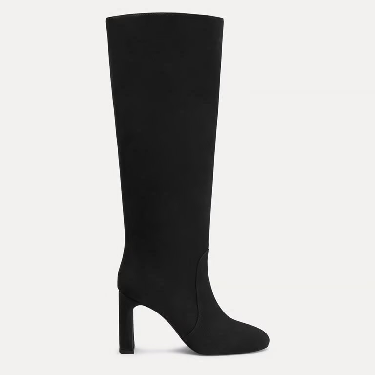 Stuart Weitzman Black Knee High Suede Block Heel Boots 85mm
