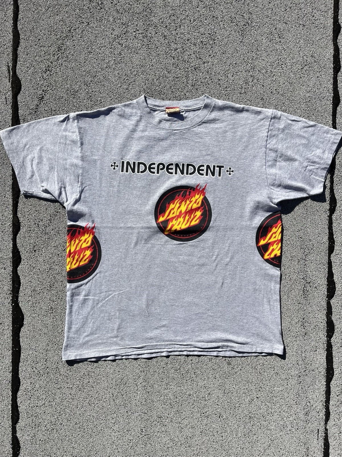 RARE Vintage \'90s NHS Factory Santa Cruz X Independent Truck Co T-Shirt Size XL