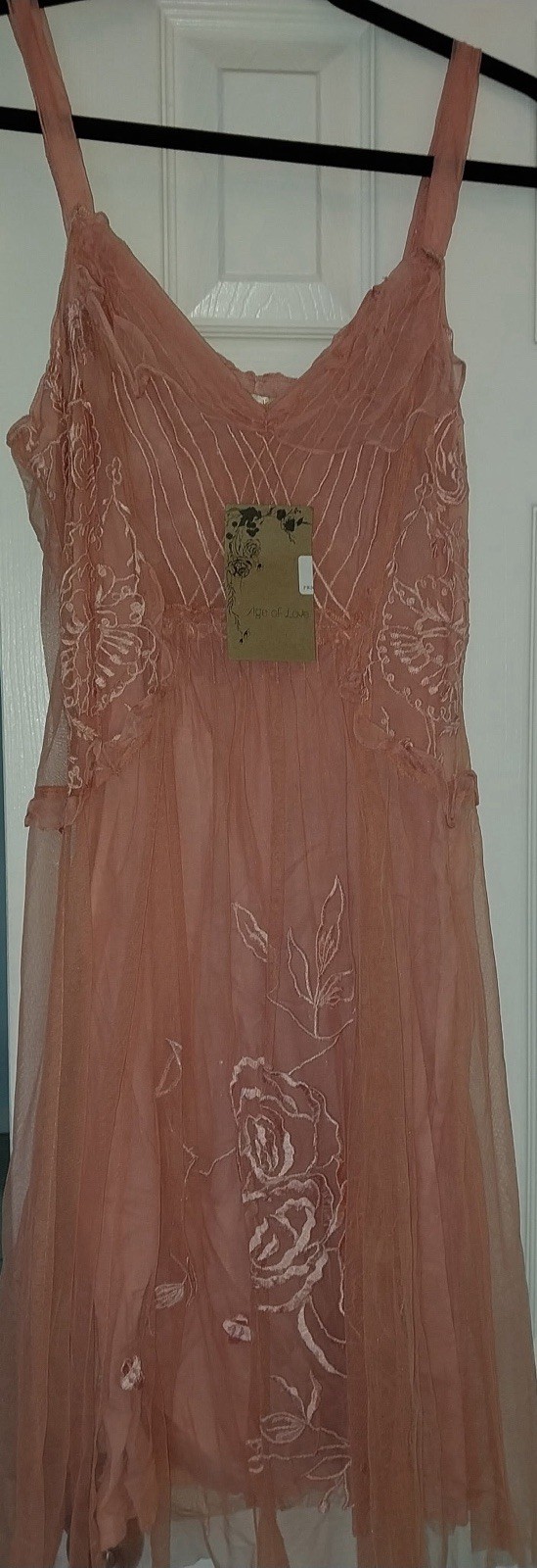 NWT Nataya Embroidered Size Small Sheer V-Neck Alana Party Dress Pink