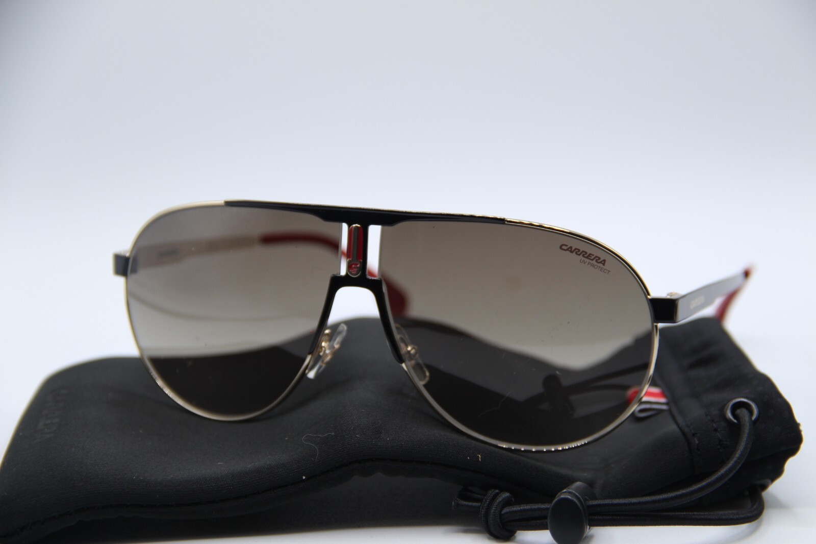 NEW CARRERA 1005/S 2M2HA BLACK GOLD RED AUTHENTIC SUNGLASSES W/CASE 66-09