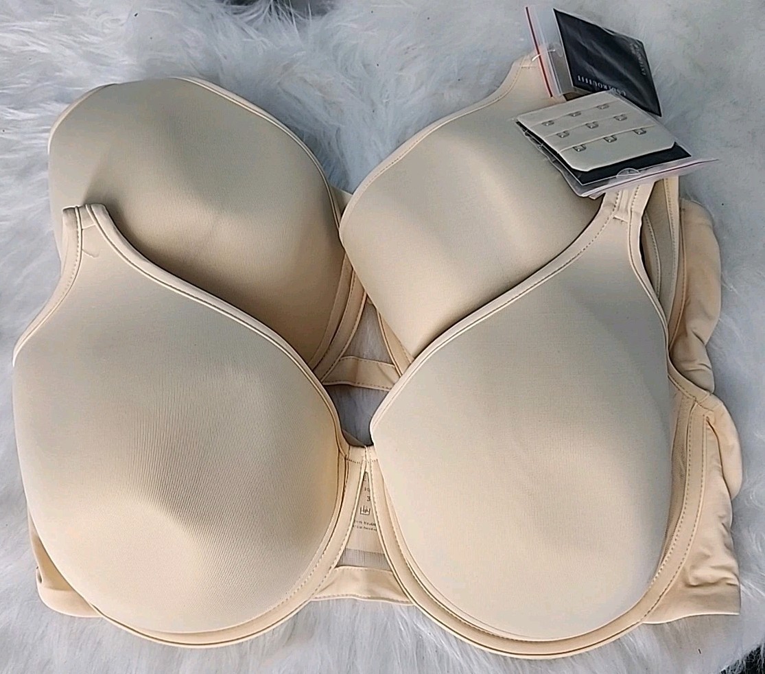 2 UNDEROUTFIT Ultimate Coverage Bra Underwire Adjustable Straps 36C Sand