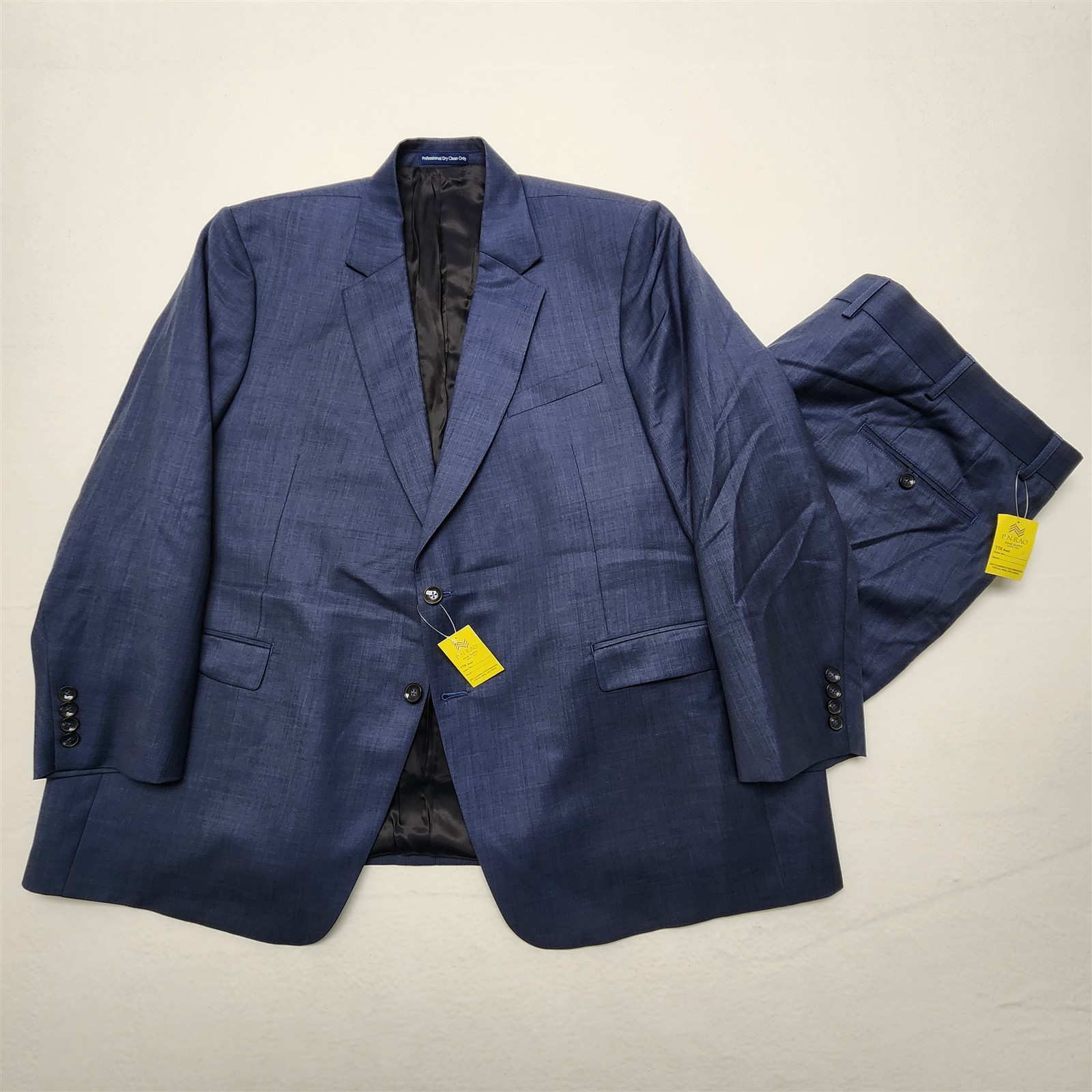 NEW Bespoke 52S 46x28 Blue Gray Super 120\'s Australian Merino Wool Portly Suit