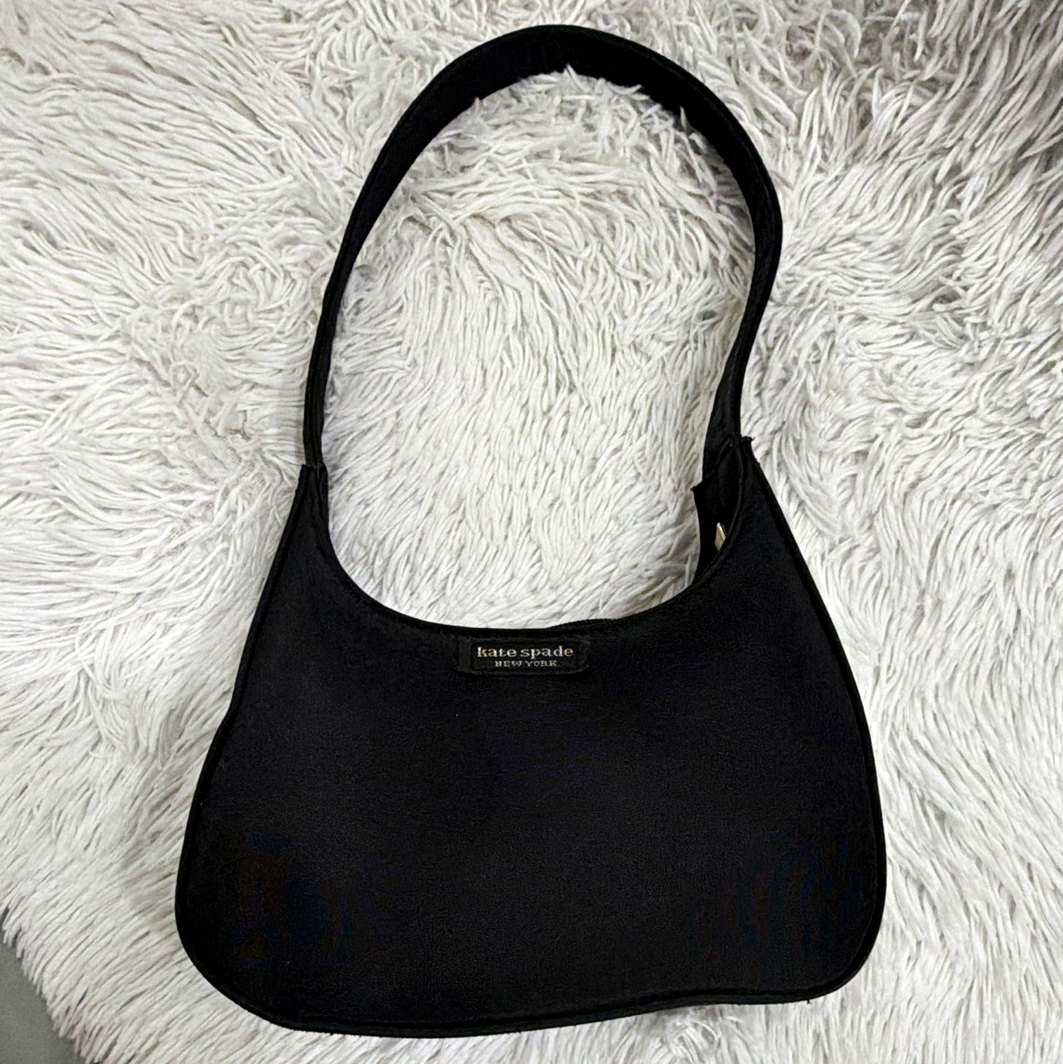 Kate Spade New York Black Crescent Shoulder Bag Zip Silver Hardware