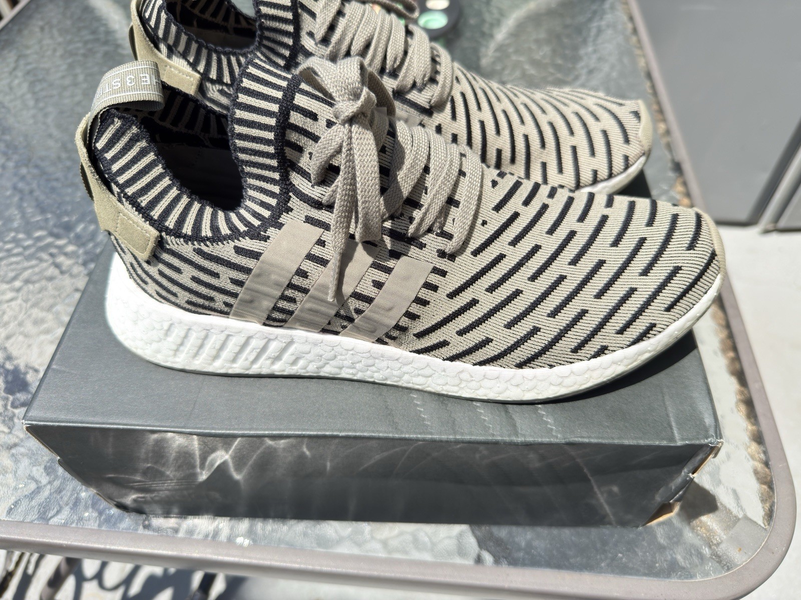Size 11 - adidas NMD_R2 PK Primeknit Beige/Black/White BAT198