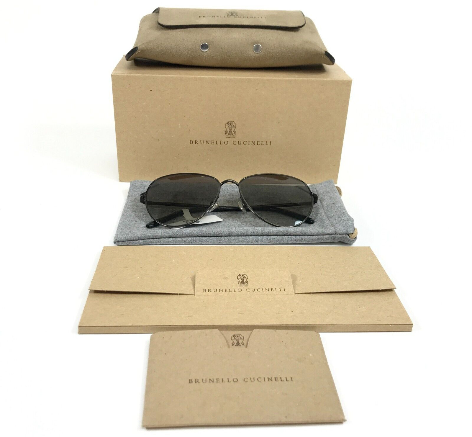Brunello Cucinelli Sunglasses BC2001ST 50058E Gunmetal with Antracite Lenses