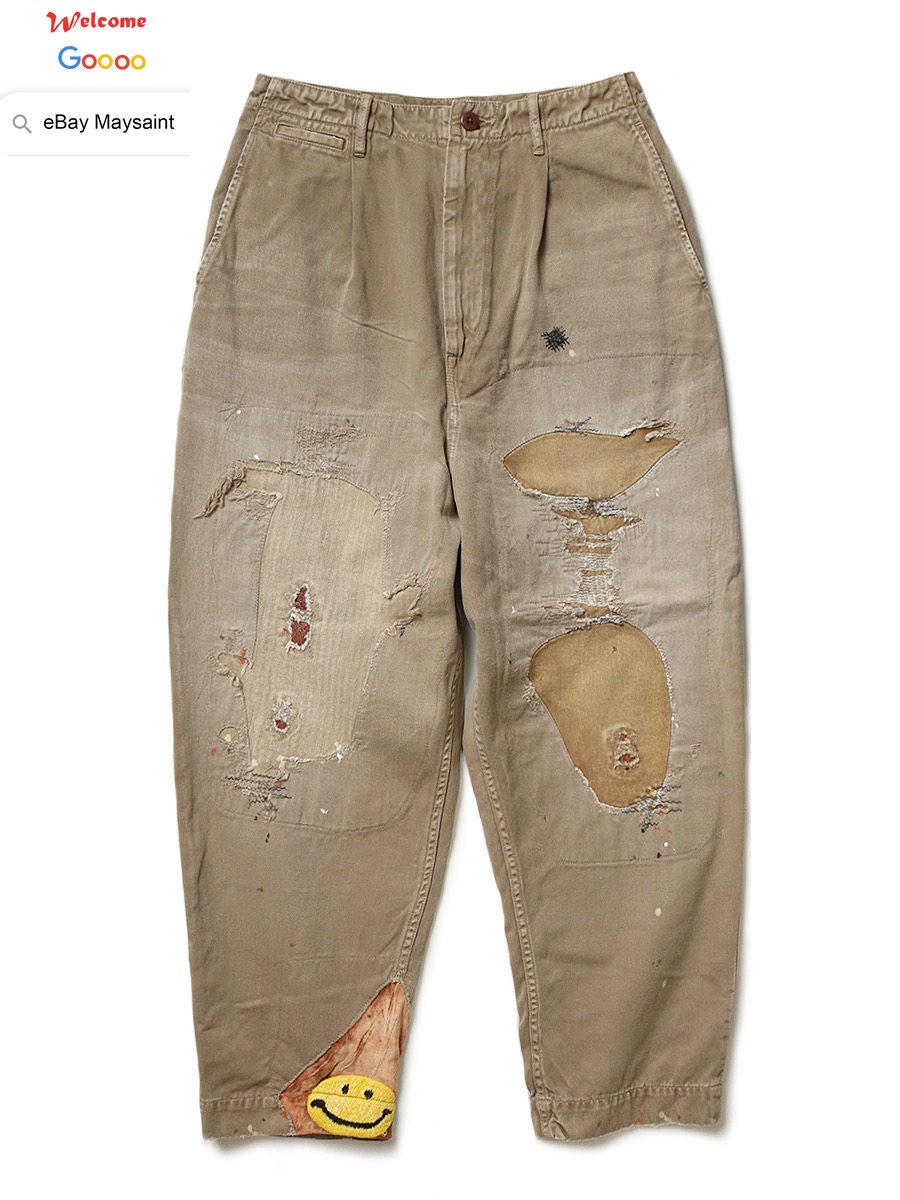 20AW JAPANESE-STYLE HIRATA WORN SMILEY PANTS DISTRESSED CAPITAL TROUSERS
