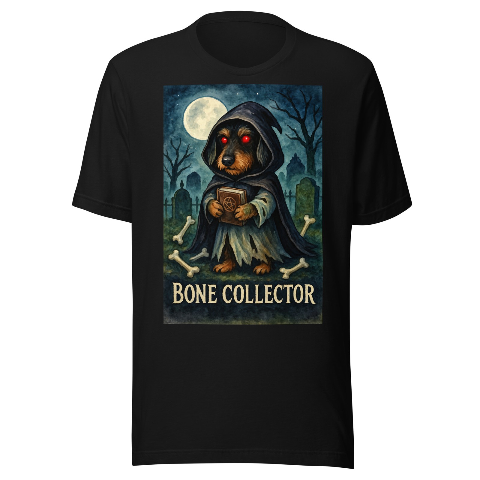 Bone Collector Dachshund Shirt Gothic Necromancer Halloween Horror Tee
