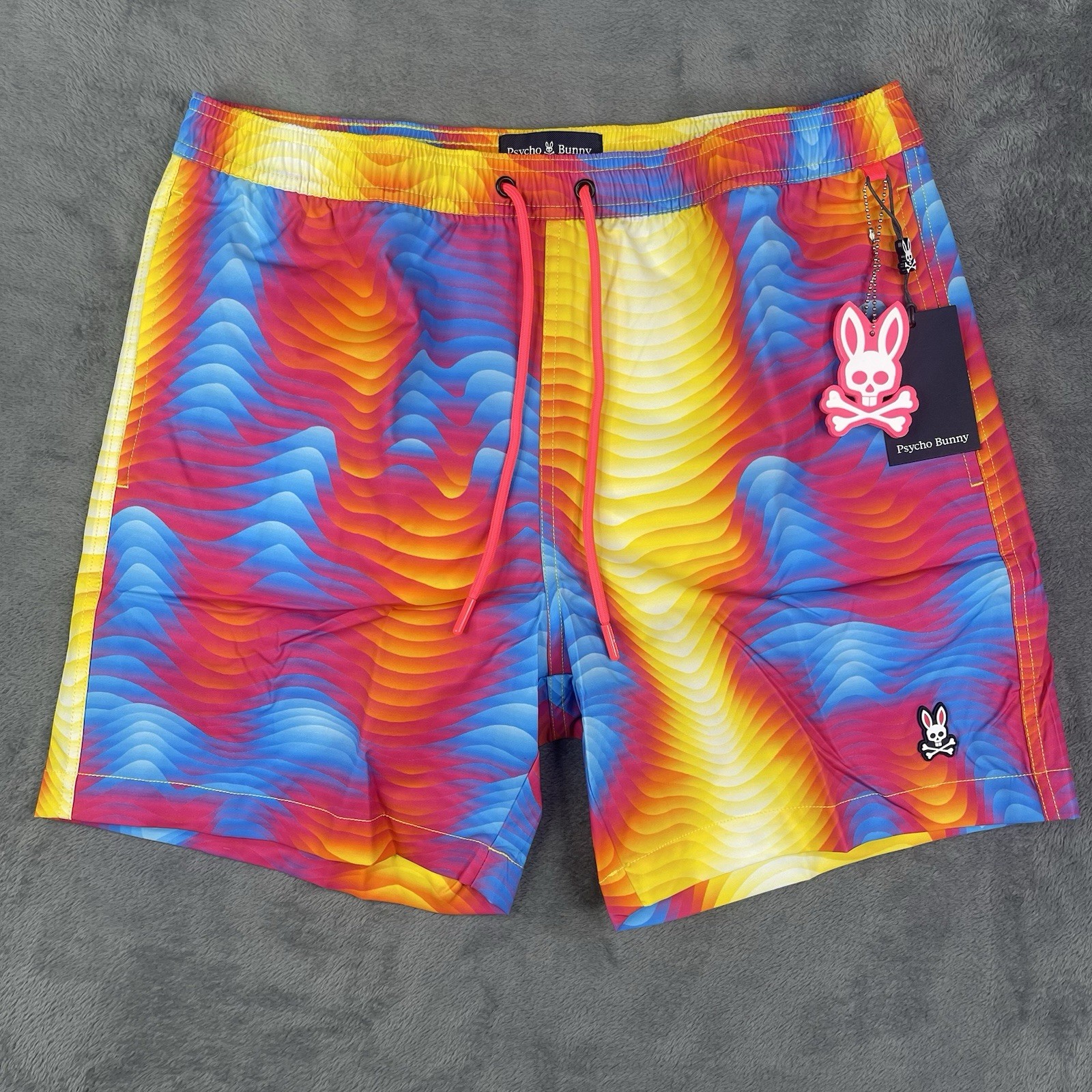 Psycho Bunny Swim Trunks Mens Medium Lined Montgomery Print Tie Dye Bold Shorts