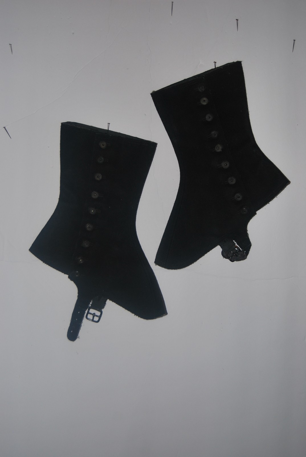 perfect condition set of black wool 1900s spats with buckles and buttons