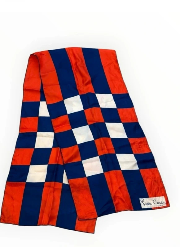 Vintage Pierre Cardin Mod Designer Scarf Red White Blue Vtg