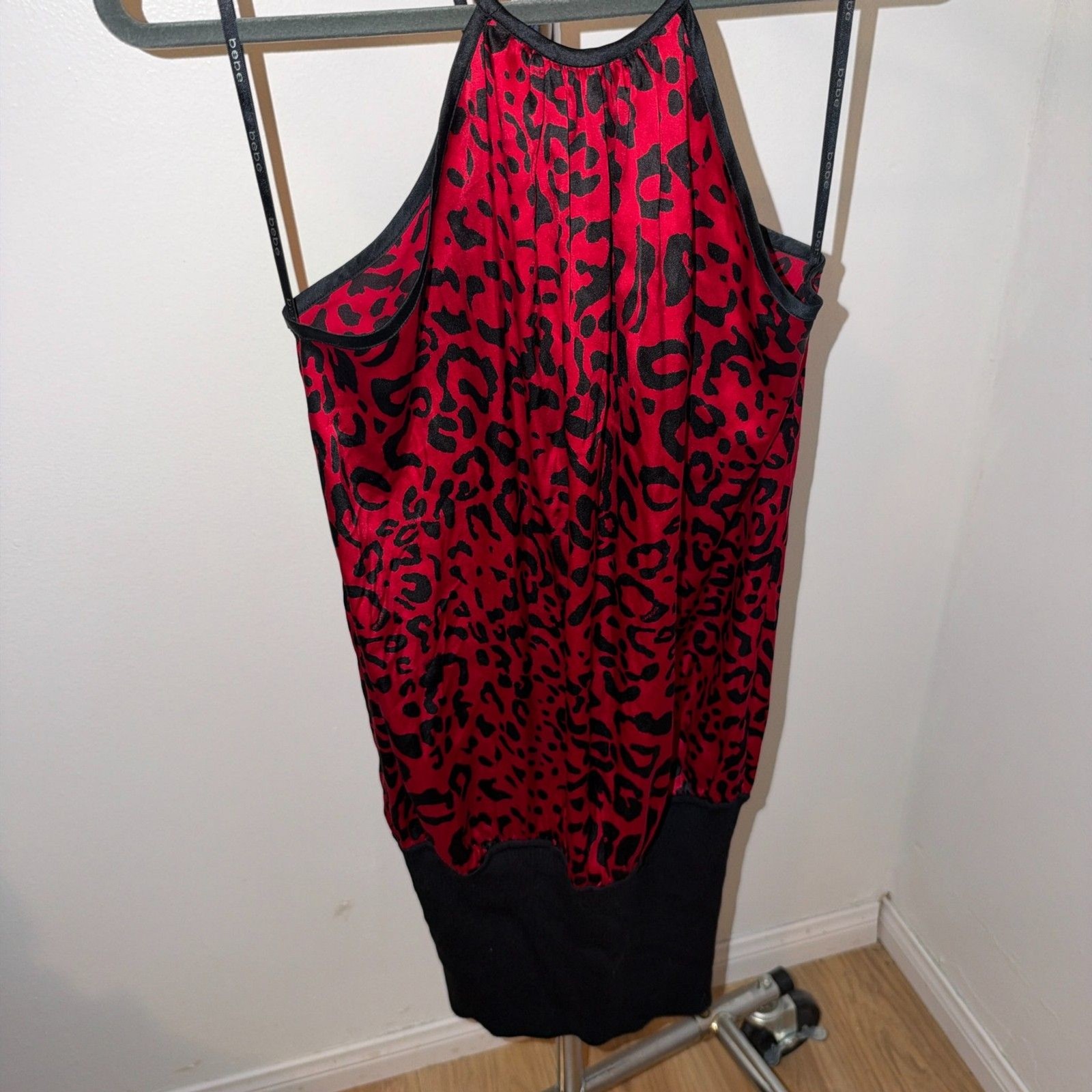 NWT 2B BEBE Leopard Drapey Dress Y2K Paris Hilton Lindsey Lohan Size M