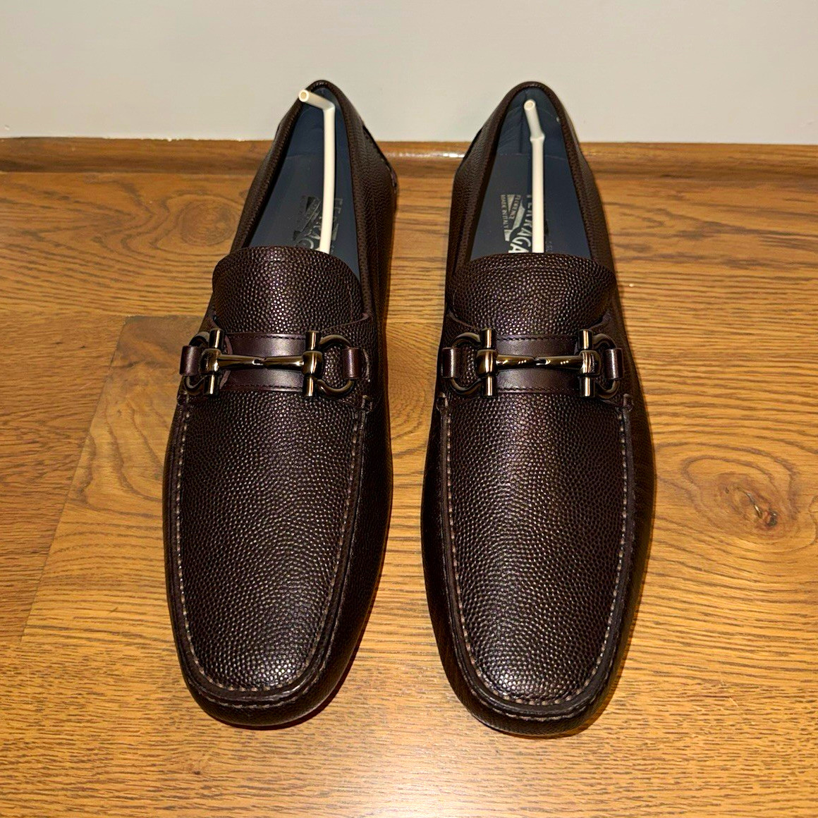 Salvatore Ferragamo Men’s Brown Leather Parigi Gancini Loafers US 11 D NWD
