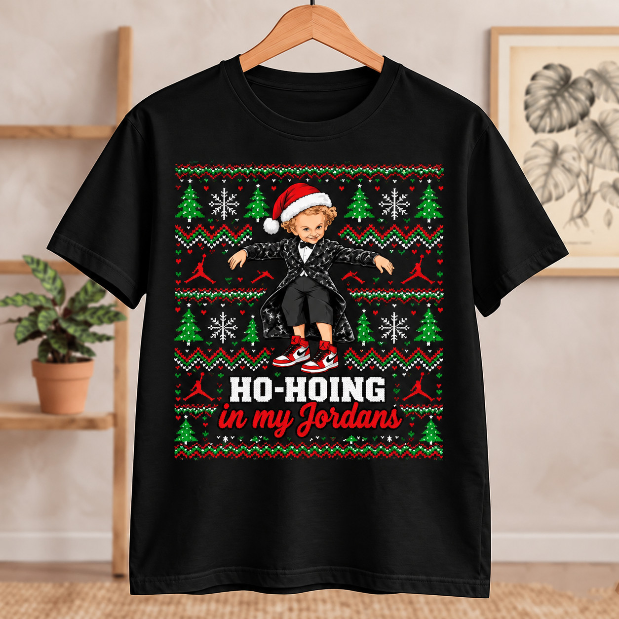 Ho Hoing Sneaker Shirt Tiptoeing Holiday Ugly Top Graphic Tee
