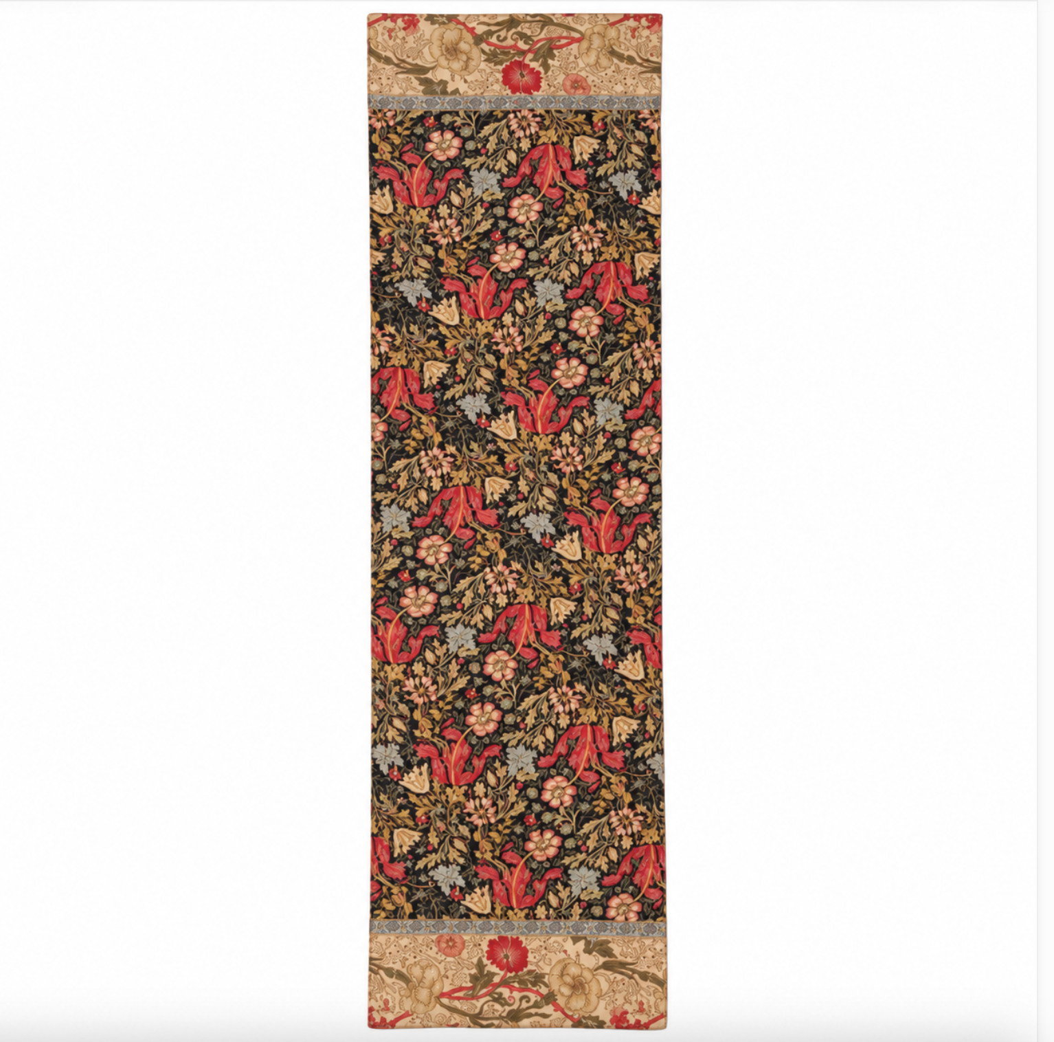The Met William Morris Compton 100% Silk Scarf Floral Oblong 64 x 18 NWT