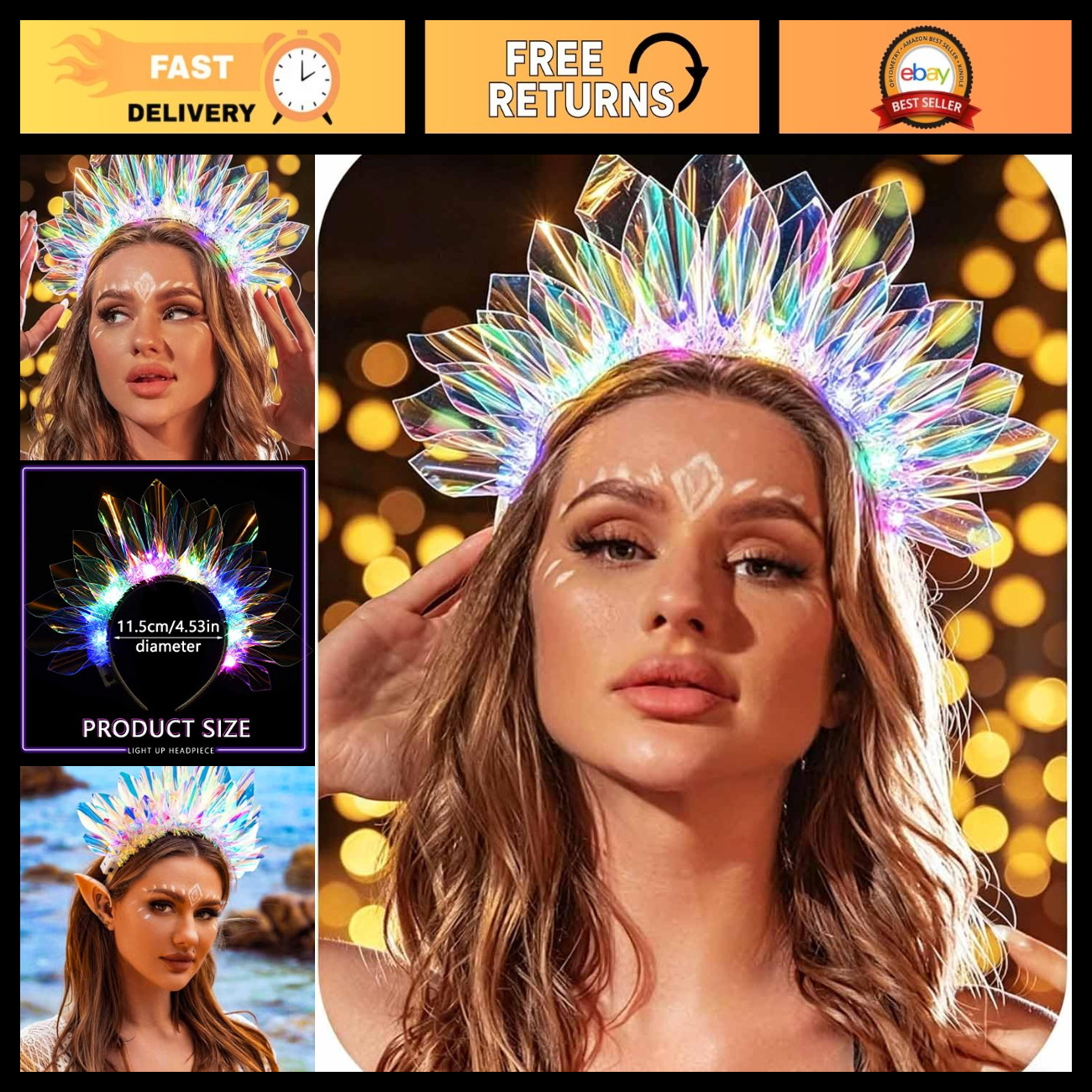 Neon Light Up Headbands for Rave Outfits - Glow in the Dark Accessories for Wome