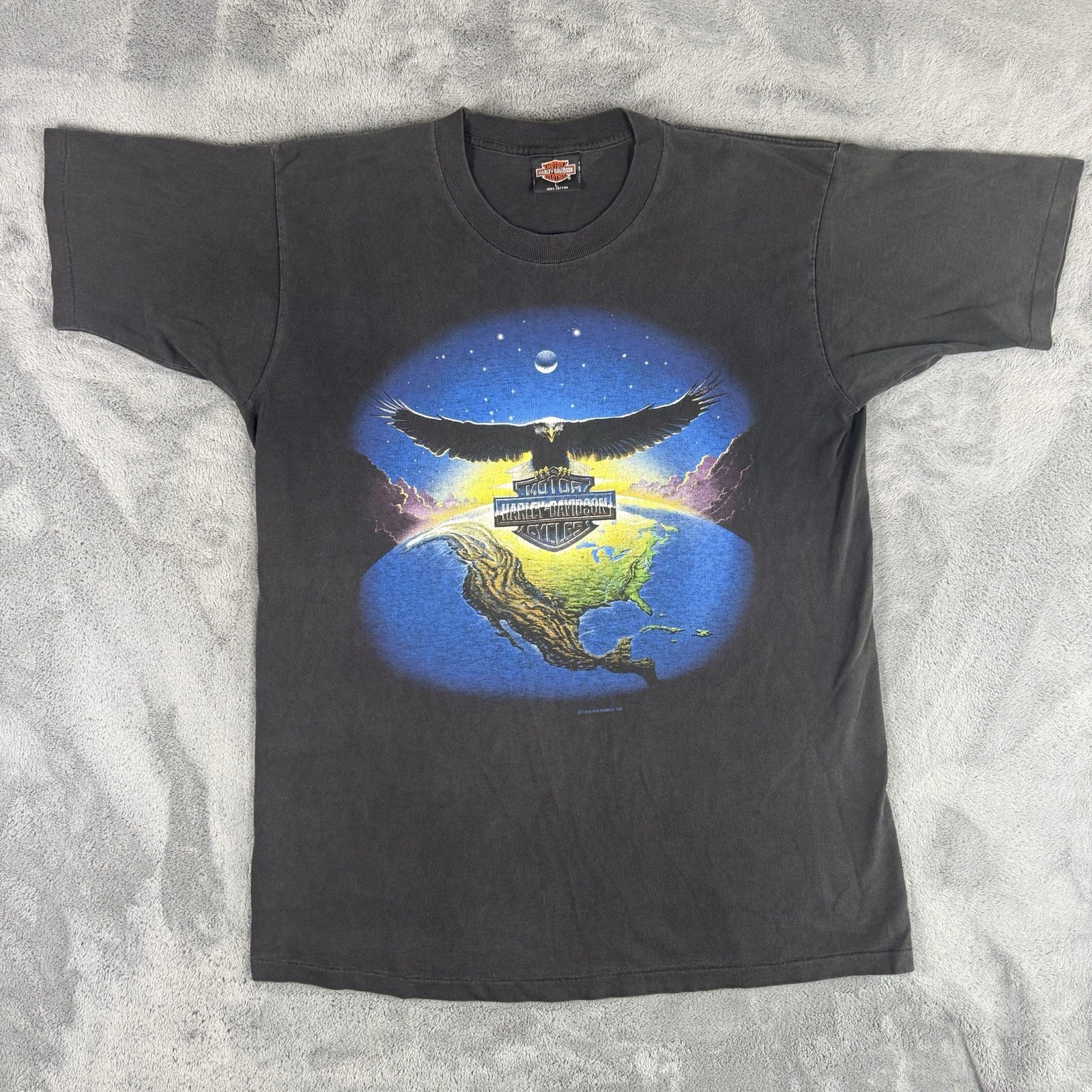 Vintage 1994 Harley Davidson Detroit Michigan Holoubek Eagle Mens Large USA Rare