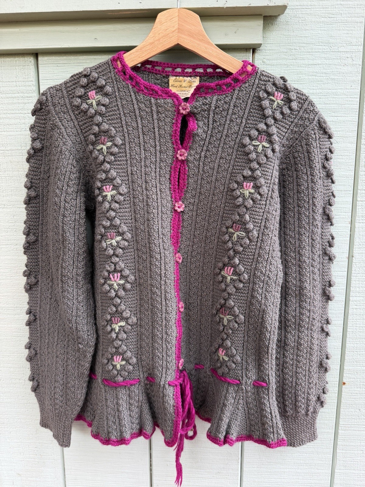 vintage Edina & Lena pure wool Made in England hand knit sweater 80s Small
