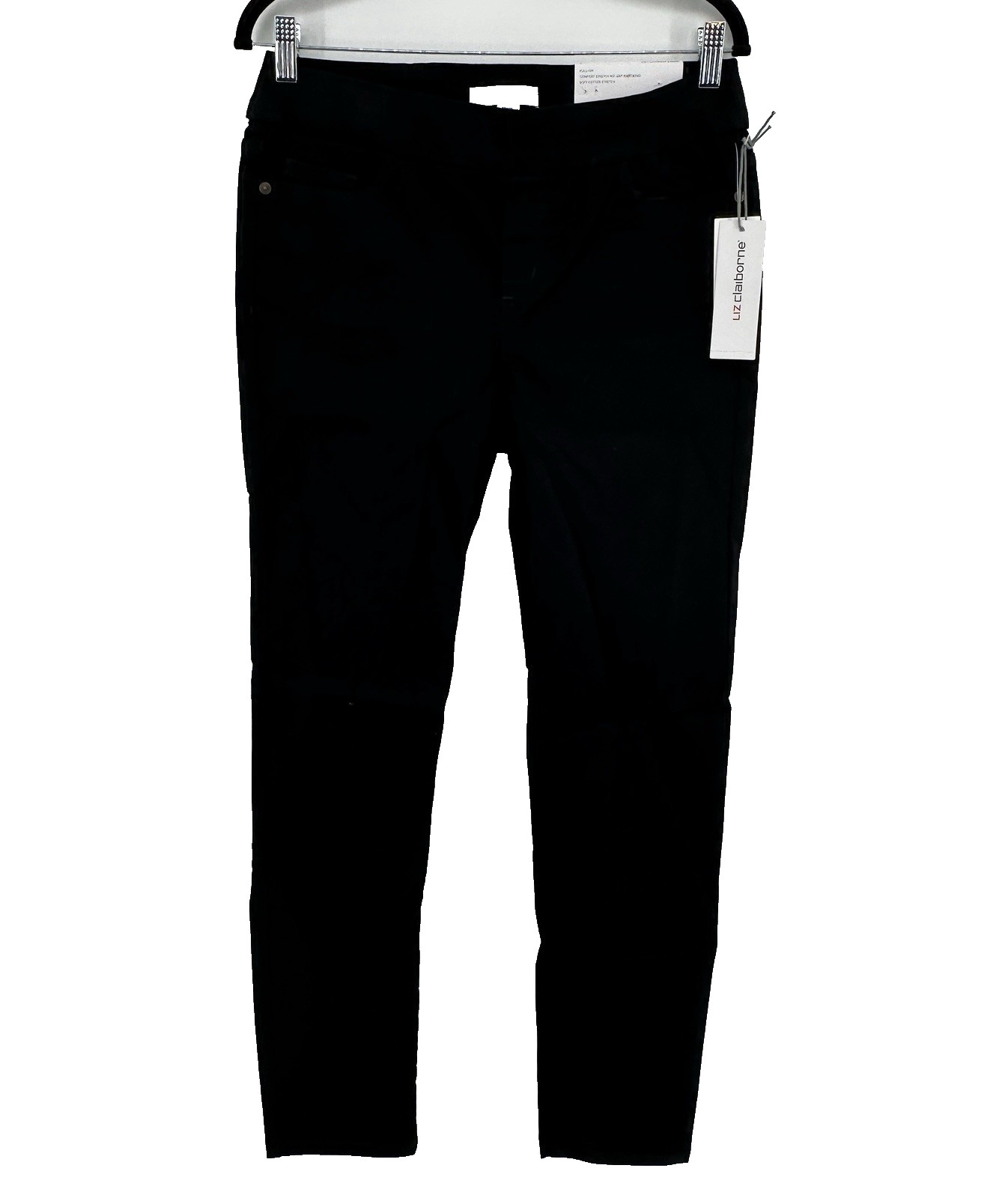 NET Liz Claiborne Amber Straight Leg Pants Womens 6 Black Pull On Stretch Career
