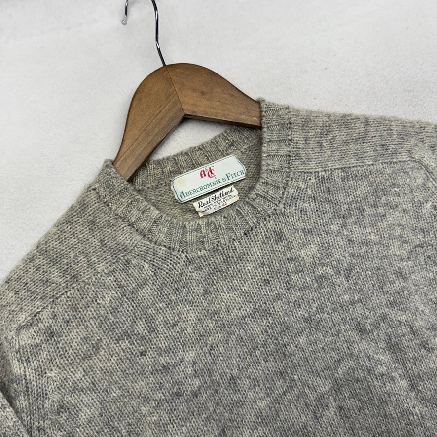 Vintage Abercrombie Fitch Sweater Men\'s 44 Large Gray Scotland Wool 40s 50s