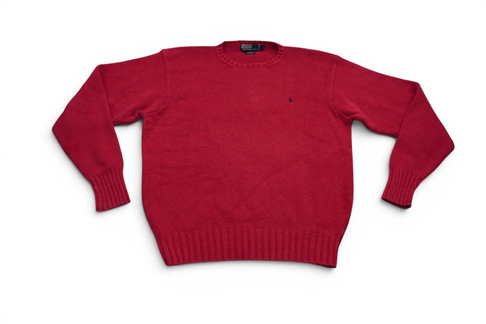 Polo By Ralph Lauren Sweater Mens Large Red 100% Cotton Crewneck Pullover Knit