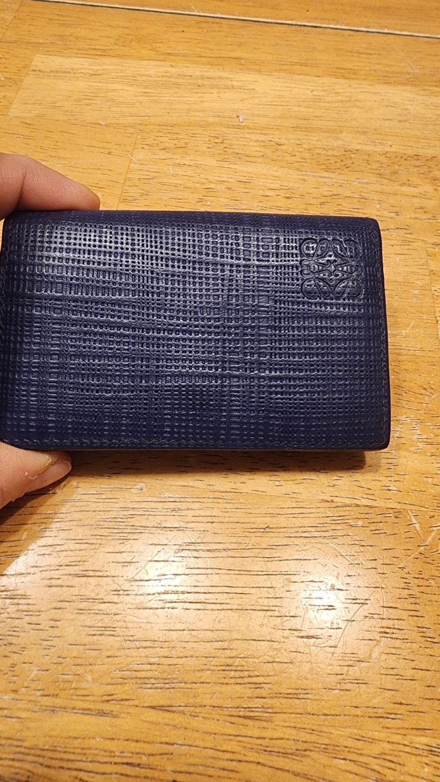 Loewe small cardholder leather wallet: Navy, Anagram logo, excellent cond.