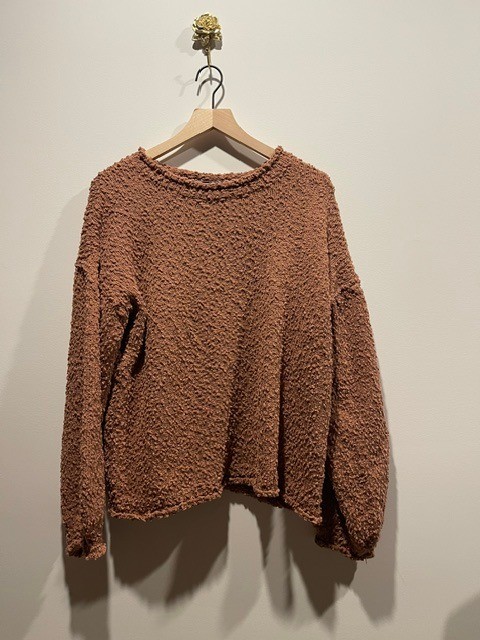 POL Popcorn Knit Hoodie Women Size M Rust Brown