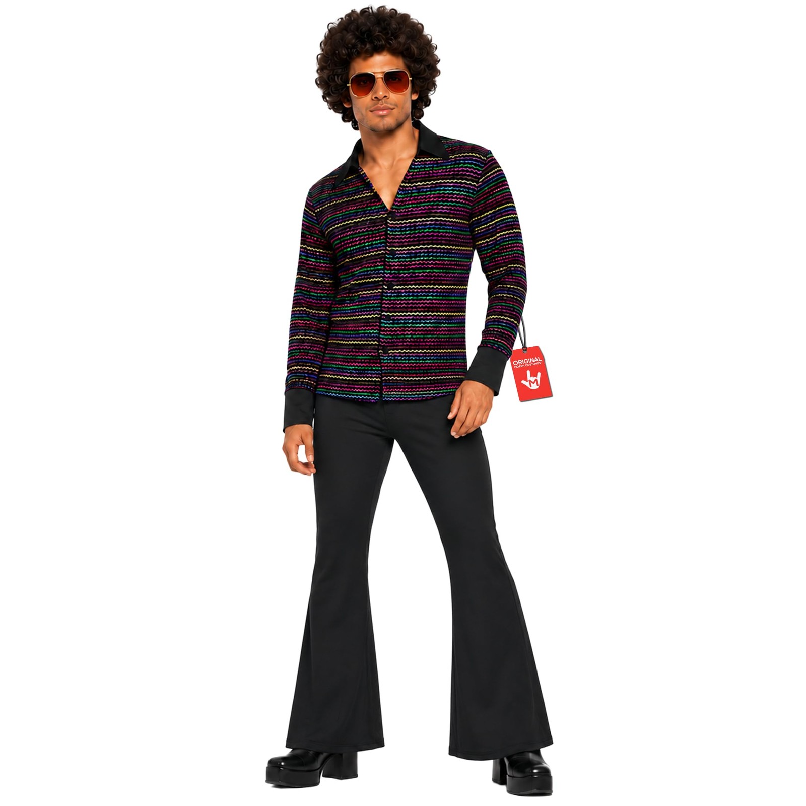 Men`s 70s Disco Fever Costume S - XL 1970s Retro Sonny Pop Star Suit Halloween