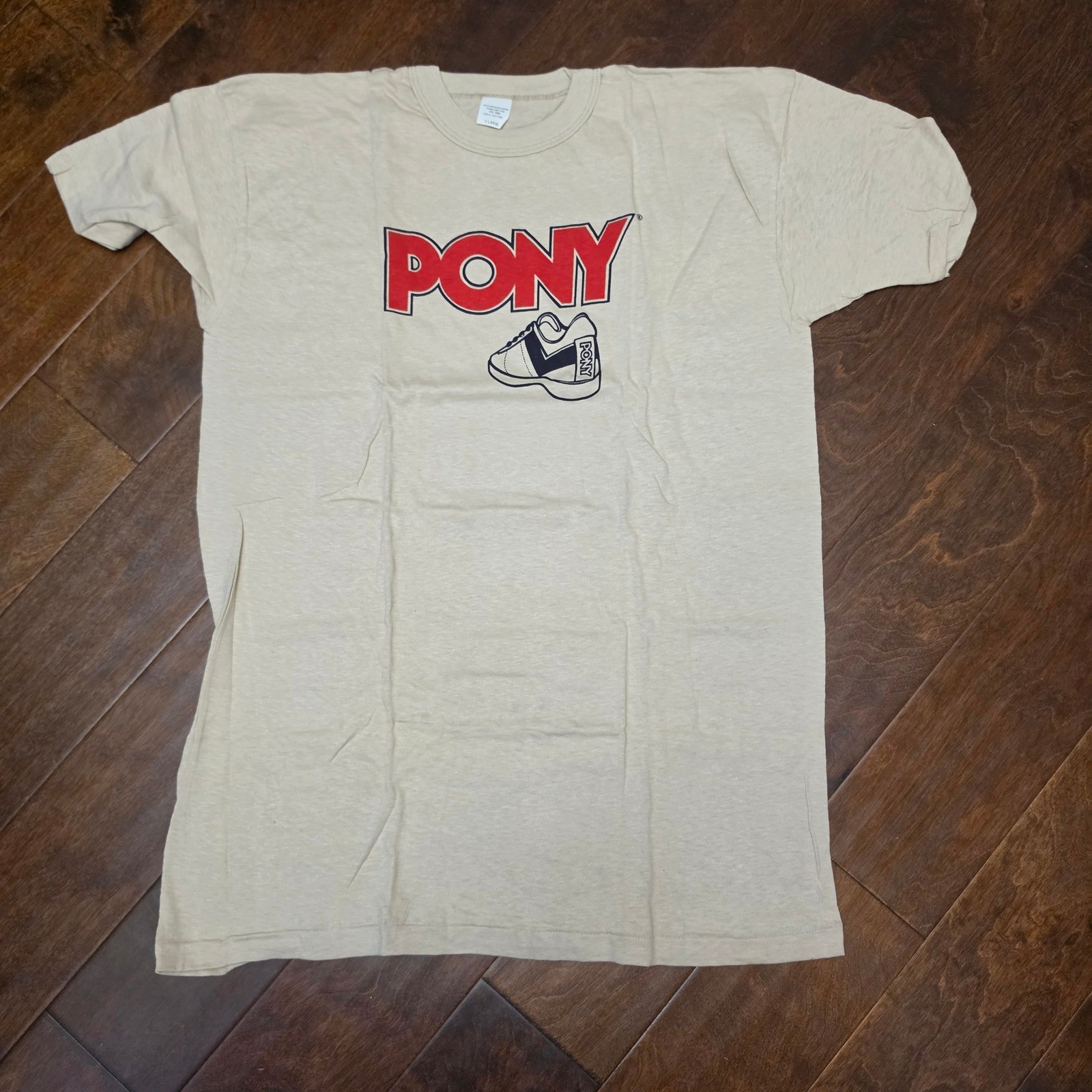 Vintage Pony Graphic T-Shirt Mens XL Tan Vintage Dead Stock  Sneaker Logo Cotton