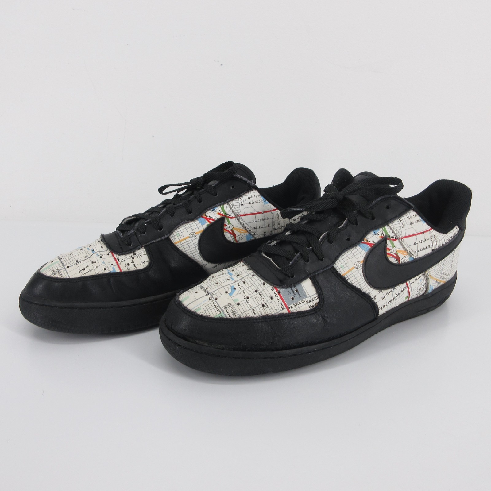 Nike Air Force 1 Custom Miami Map Mens Shoes Size 11 Black White AF1 Sneakers