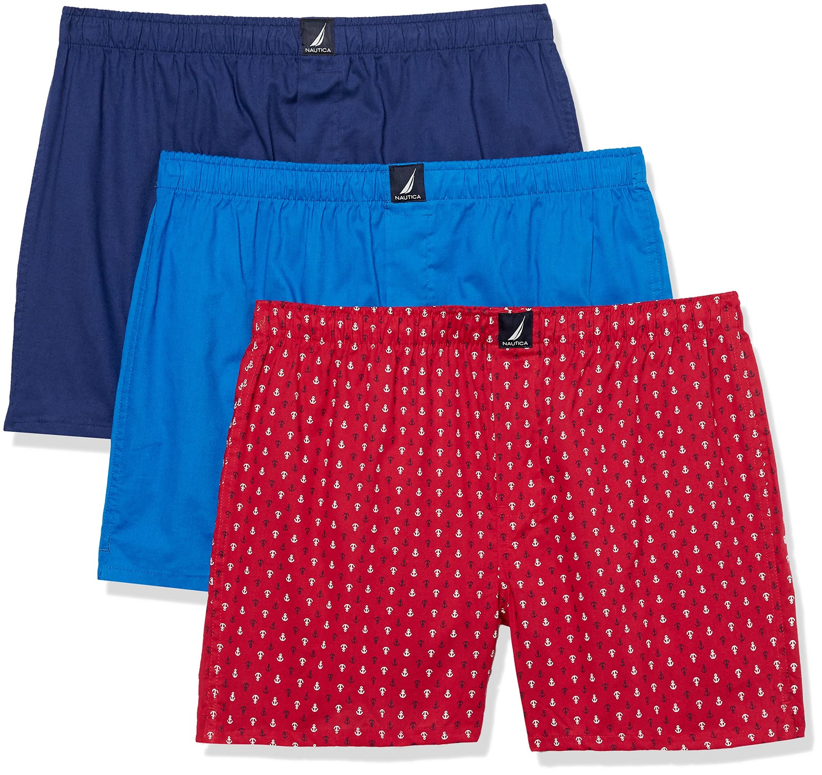 Nautica Men\'s Cotton Woven 3 Pack Boxers