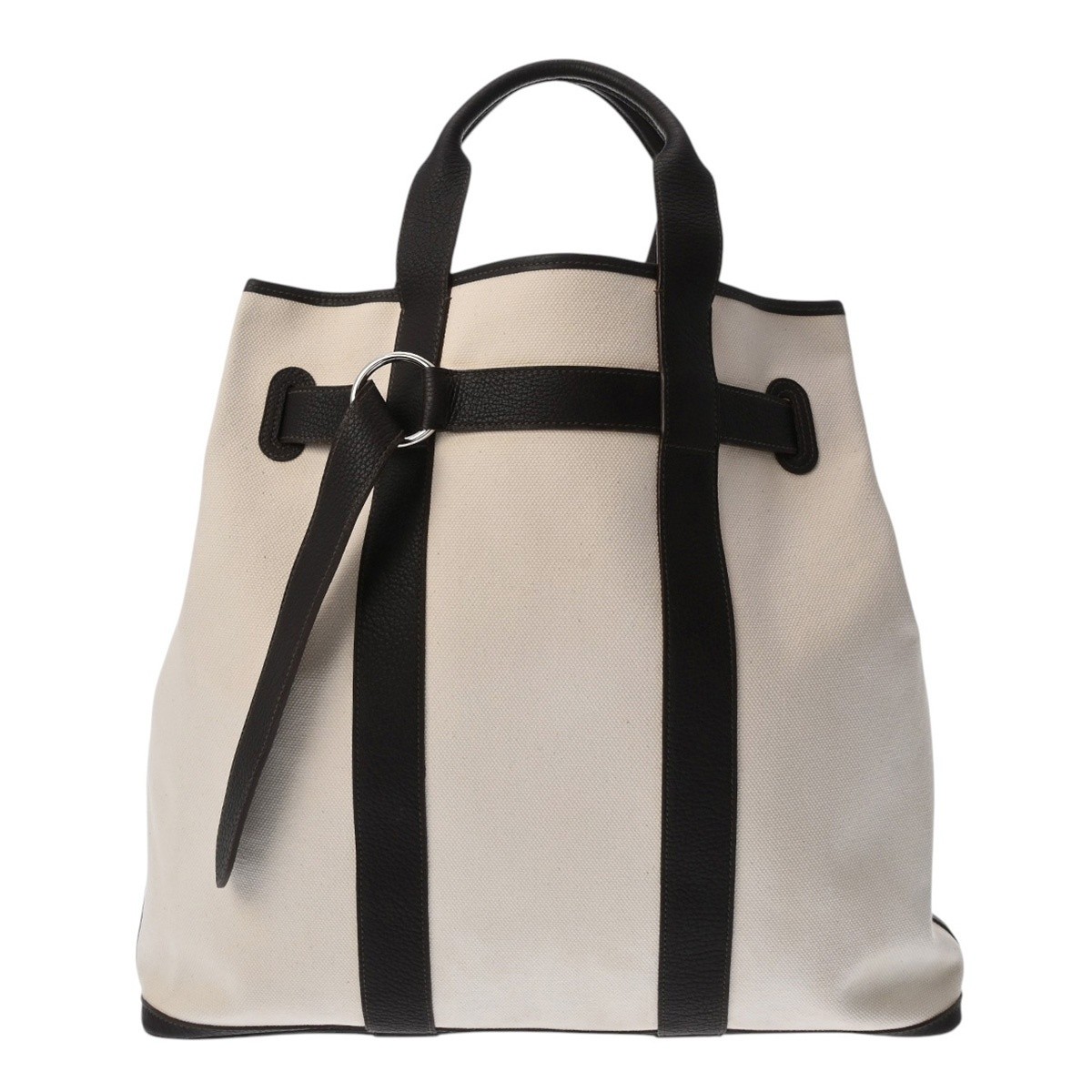Hermès Petite Ceinture GM Tote Ecru Marron Toile H Negonda Pre-Owned