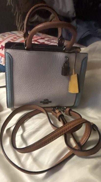 Coach Rogue 17 Colorblock White Pebble Leather Handbag Crossbody NWOT