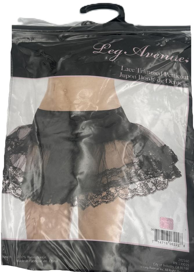 Adult Women\'s Alluring Lace Trimmed Petticoat - Black - One Size - 100% Nylon