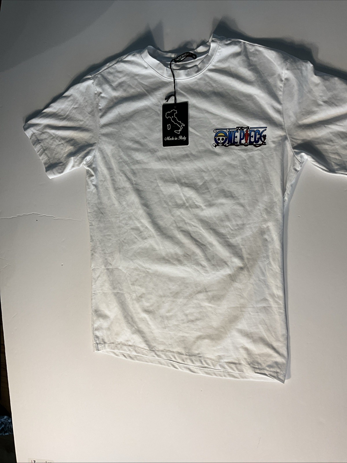 One Piece Luffy Anime Graphic T-Shirt White Made in Italy Size M NWT