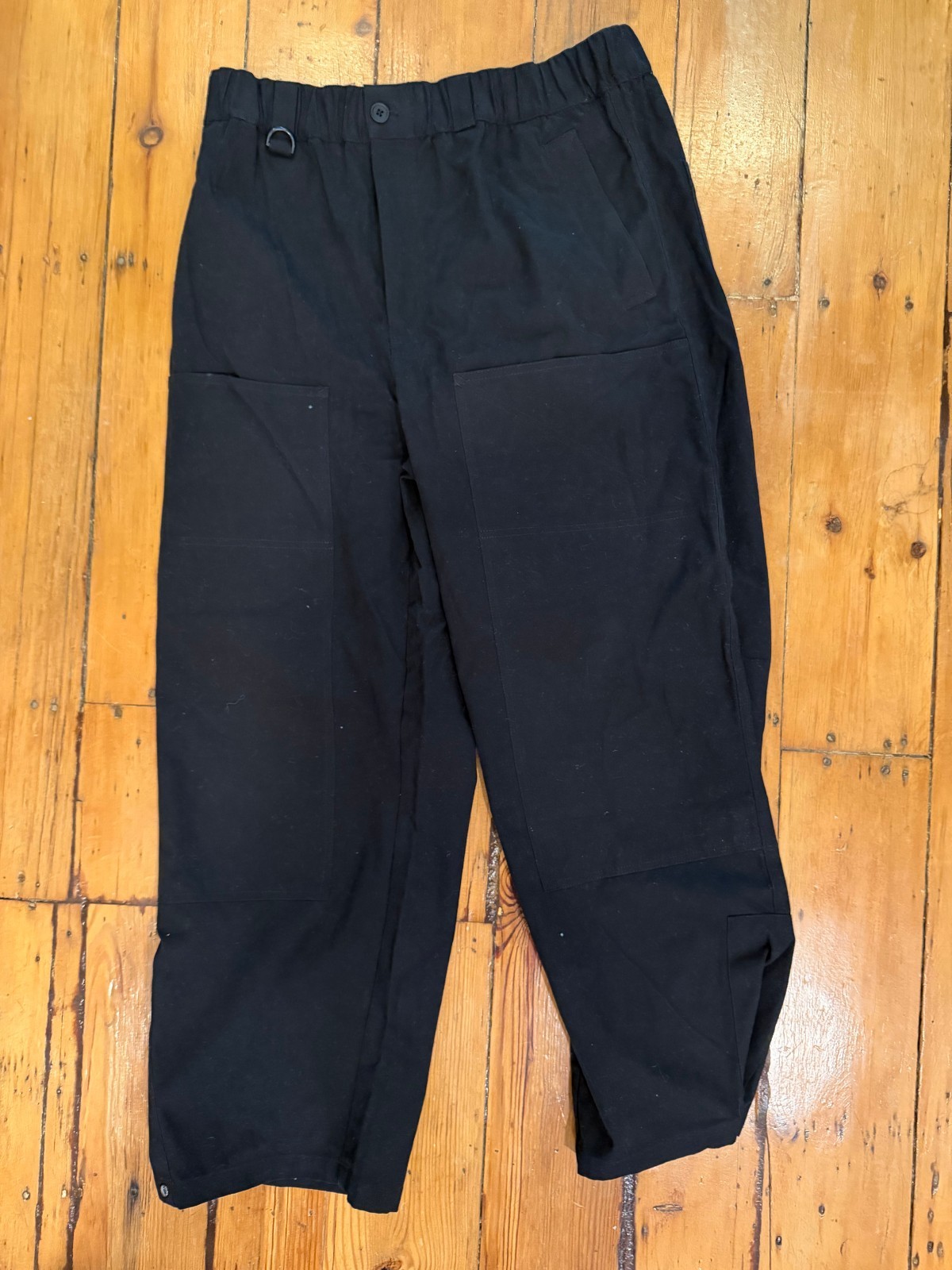 Zara x All Caps Studio Black Seamed Pants Large Snap Hems ACS24