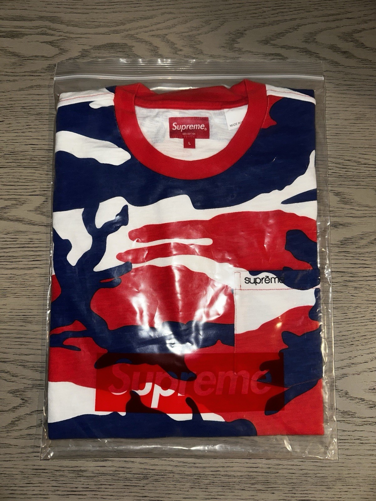 Brand New Supreme S/S 22 S/S Pocket Tee (Red Camo) Large
