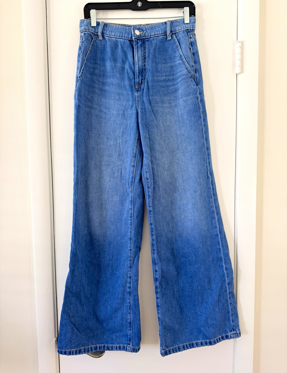 LOFT The Palazzo Women\'s Wide-Leg Jeans Size 25 High Rise Medium Wash Blue