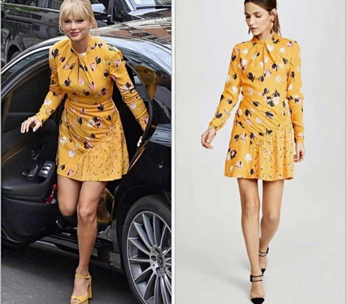self-portrait Women\'s 6 Yellow Floral Mini Dress Taylor Swift Sz 4