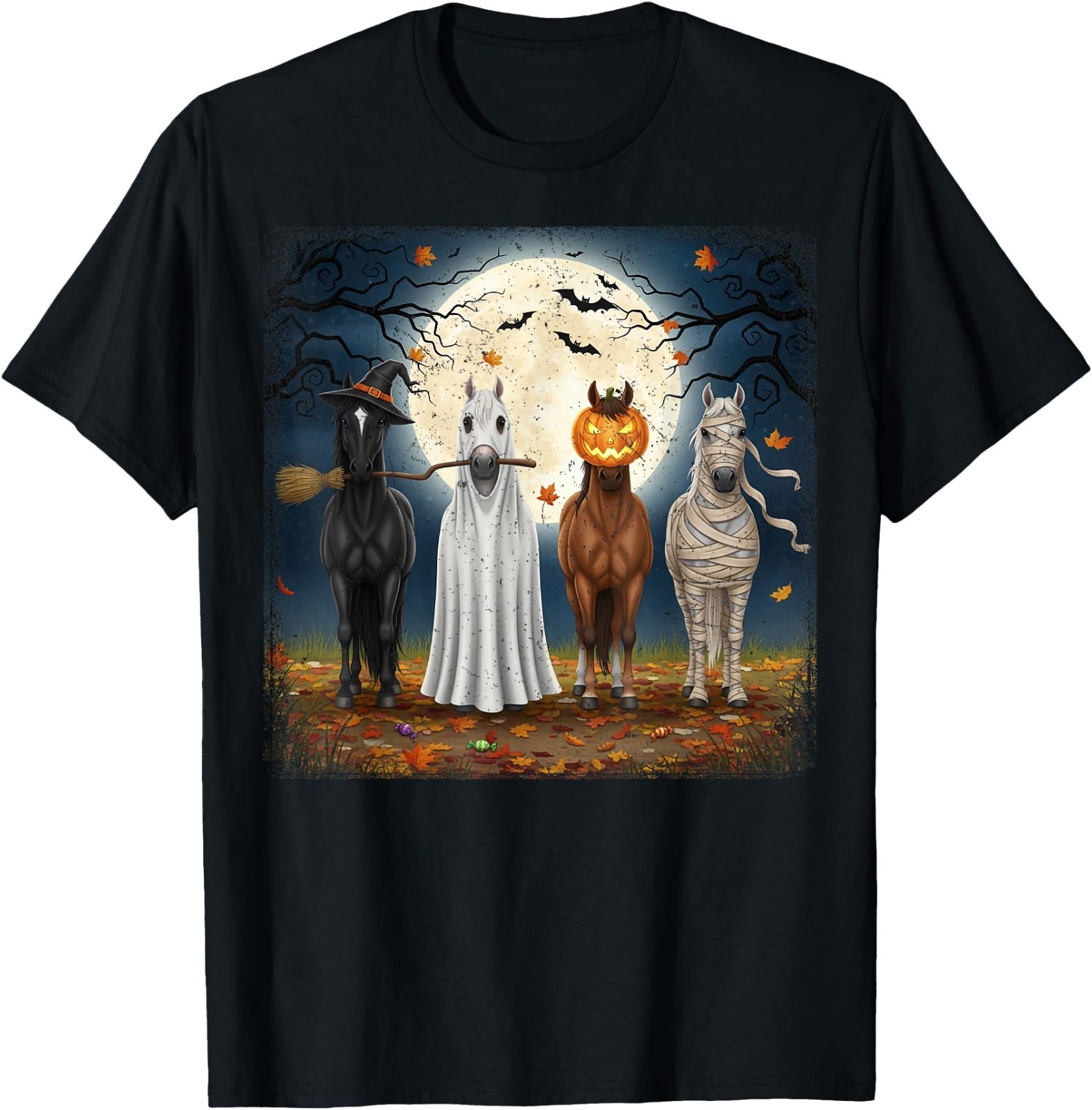 Creepy Cute Halloween Horse Design for Equestrian T-Shirt