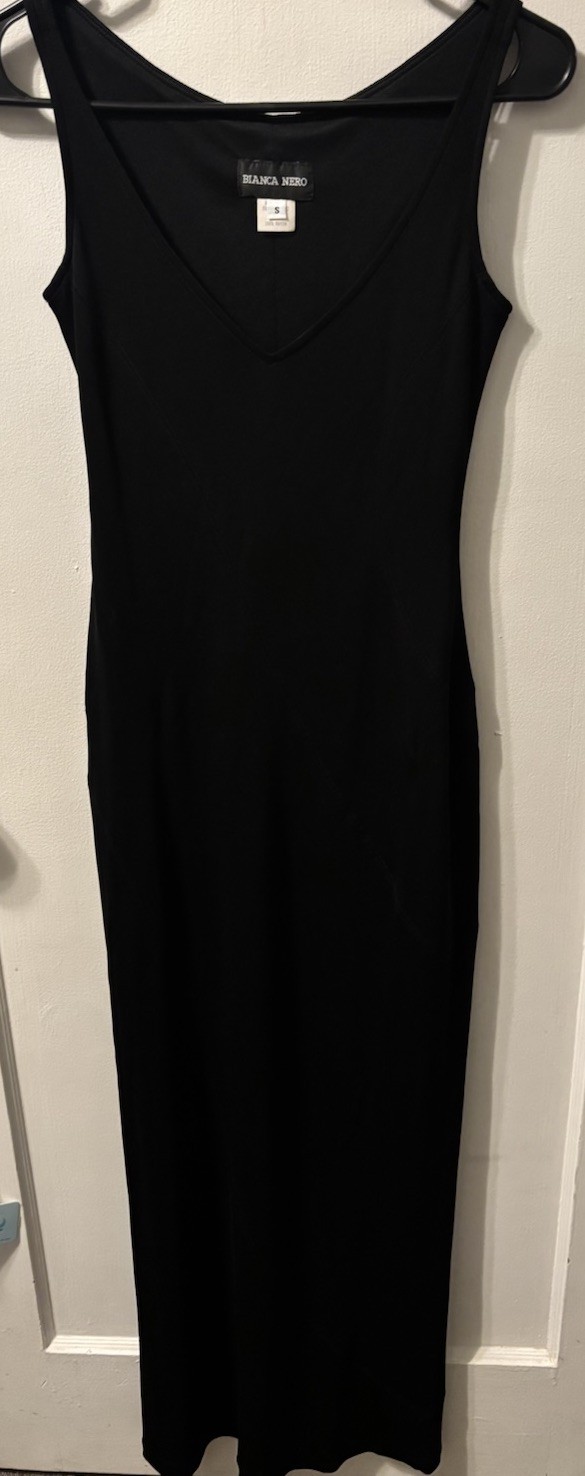 Vintage Maria Bianca Nero Small Fitted Black Sleeveless Long Dress