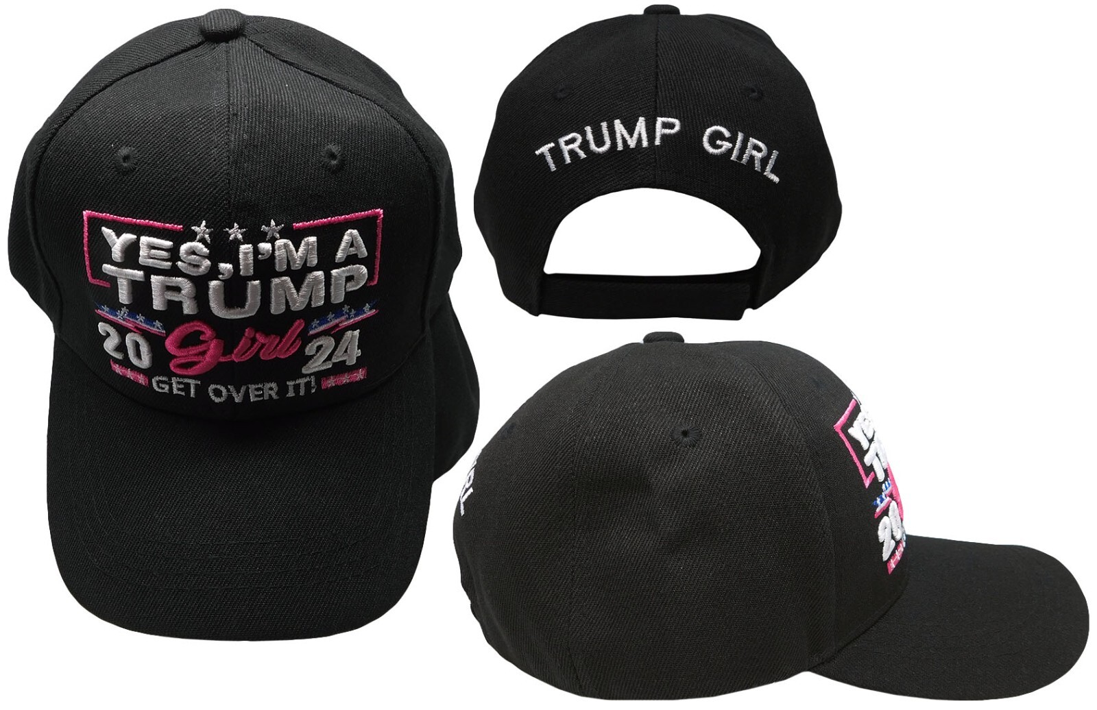 Yes, I\'m A Trump Girl 2024 Get Over It Adjustable Embroidered Cap Hat PREMIUM